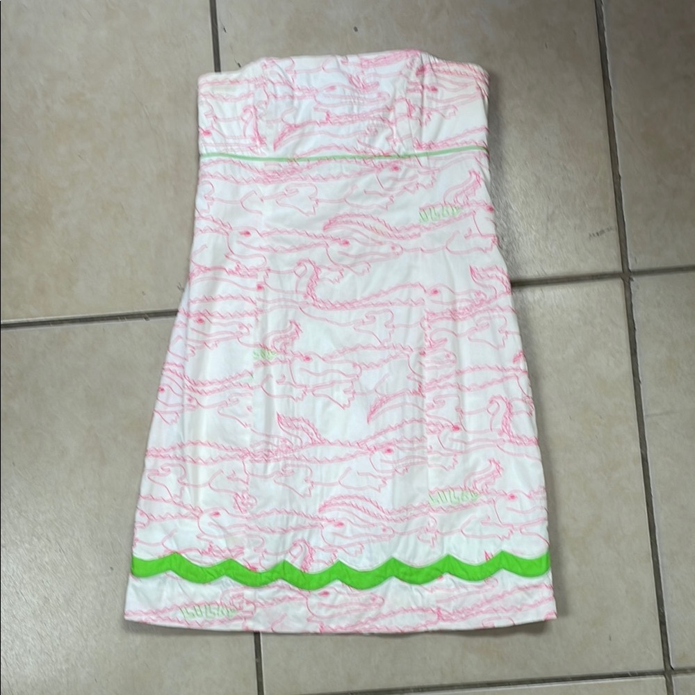 Lilly Pulitzer Strapless Dress in Pink and Green